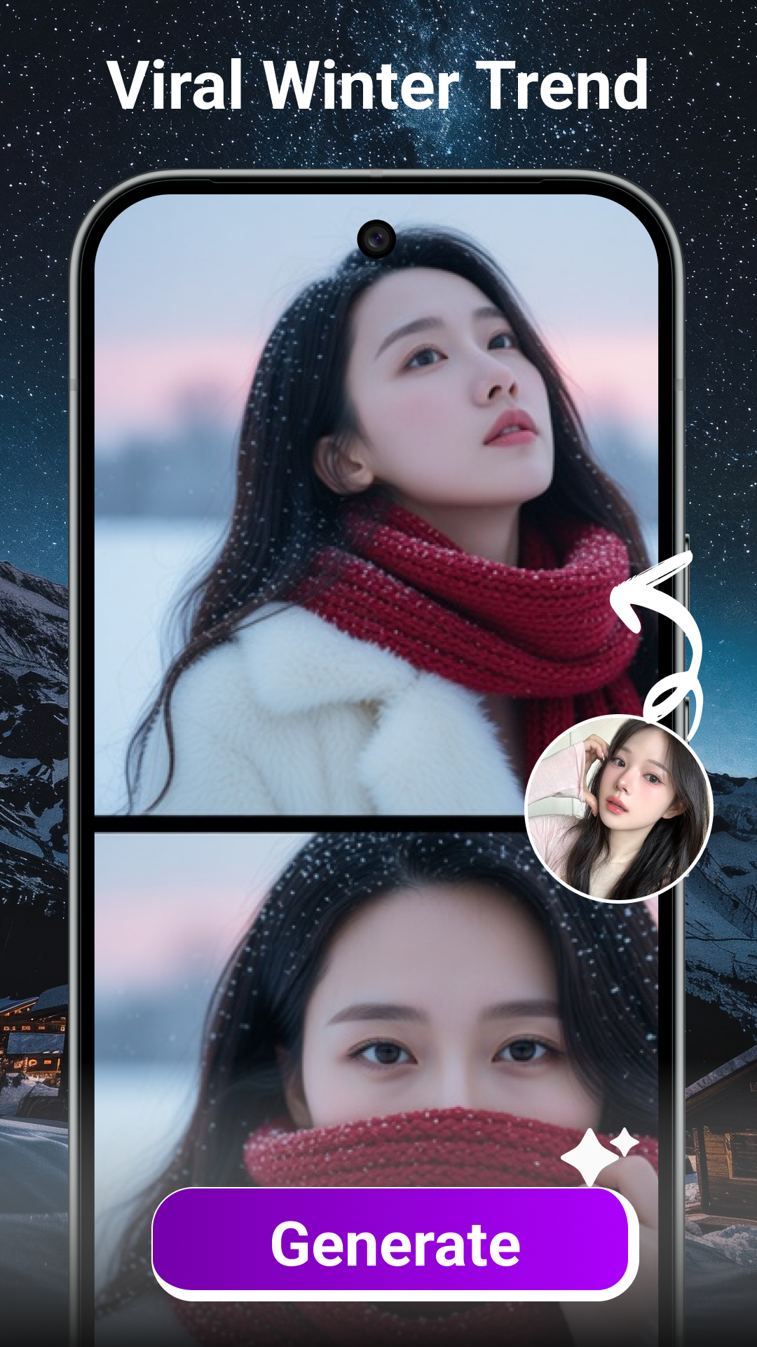 Viral winter portrait generator